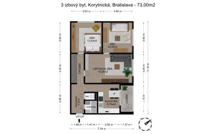Na predaj 3-izbový byt v Bratislave-Podunajské Biskupice