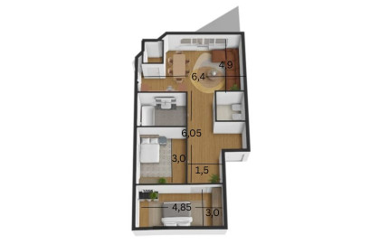 Na predaj 3-izbový byt v obci Trenčianska Turná