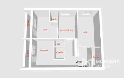 EXKLUZÍVNE NA PREDAJ – 3-IZBOVÝ BYT S DVOMA BALKÓNMI, UL. MOJMÍROVA, BÁNOVCE NAD BEBRAVOU