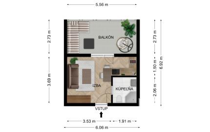 Na predaj investičný 1-izbový apartmán (nebytový priestor) v Bardejove s možnosťou prenosu DPH