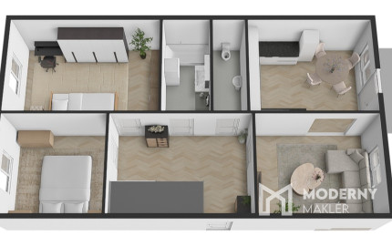 Na predaj čiastočne zariadený 3-izbový byt vo Vrakuni