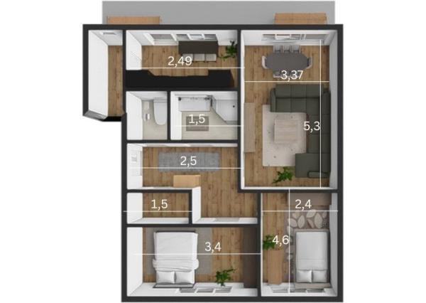 Na predaj priestranný 3-izbový byt s veľkou loggiou v Rači