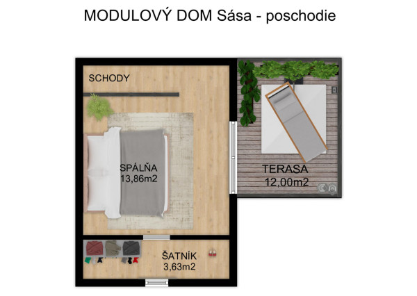 Na predaj stavebný pozemok s rozostavaným drevodomom v obci Lehnice - Sása