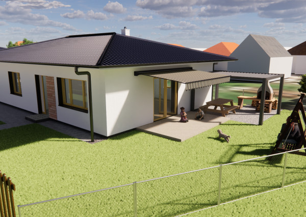 Na predaj 4-izbový bungalov TYP DOMU A  v obci Jelka