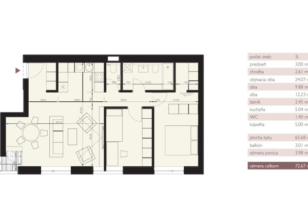 Na predaj moderný 3.izbový byt v Bratislave na Račianskej ulici.